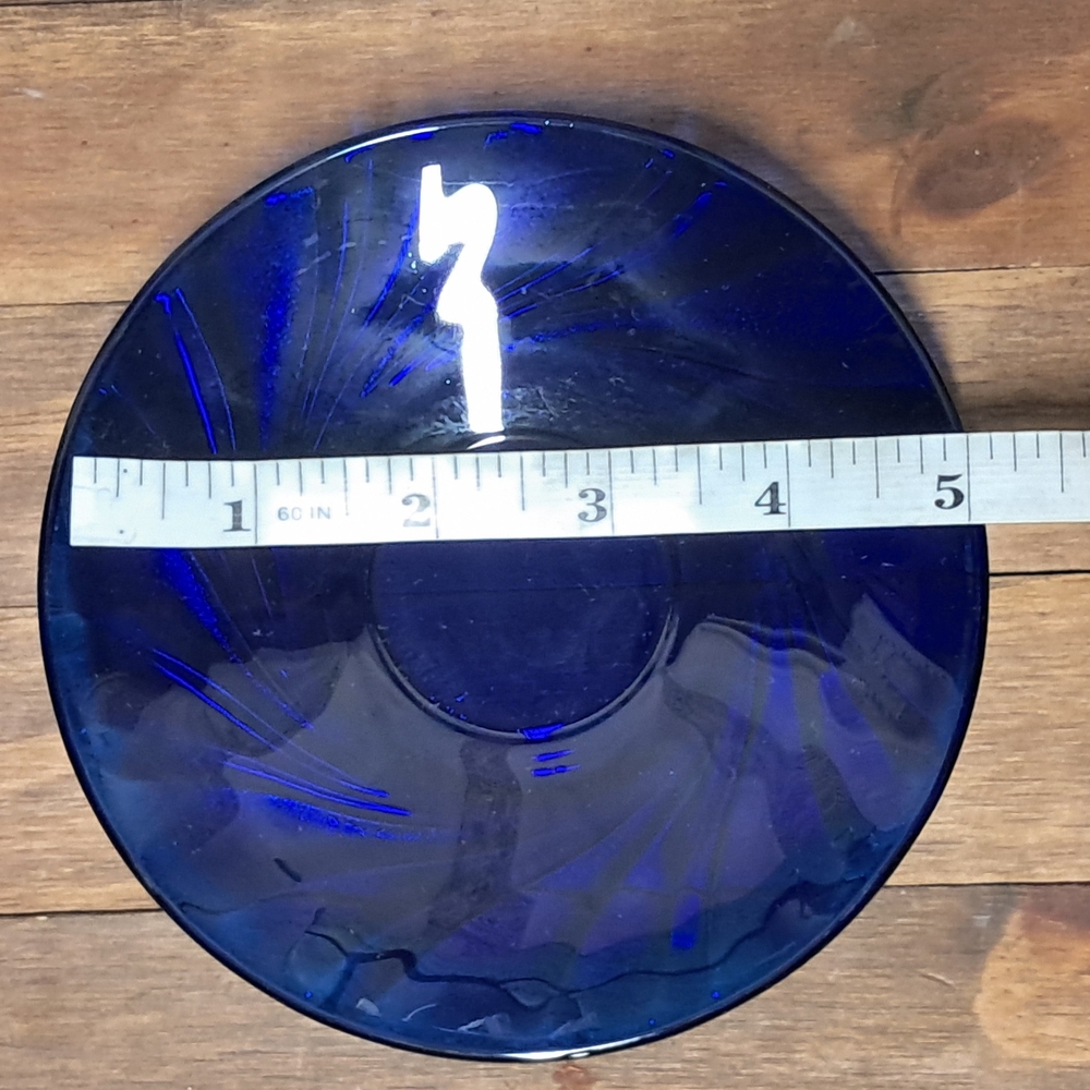 Duralex Cobalt Blue Spiral Glass Teacup And Saucer - Picture 7 of 7